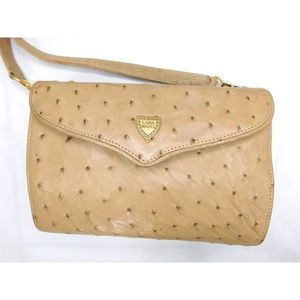Lana Marks Genuine Ostrich Leather Textured Crossbody Purse Bag